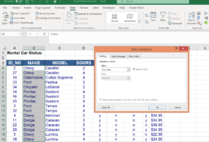 How to create data validation in a column