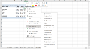 How to change your values as "Show as" in a Pivot table