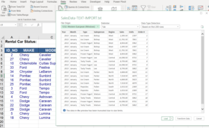 Import GUI of txt file sales data