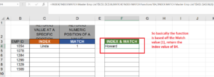 Index and Match function, showing how it works with Match being nested within Index.