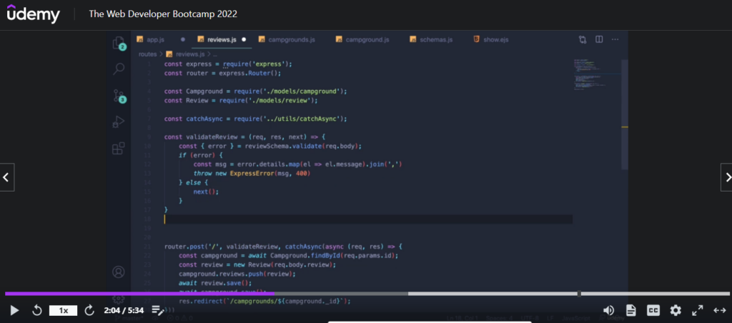 Web development Udemy course - Express JS example