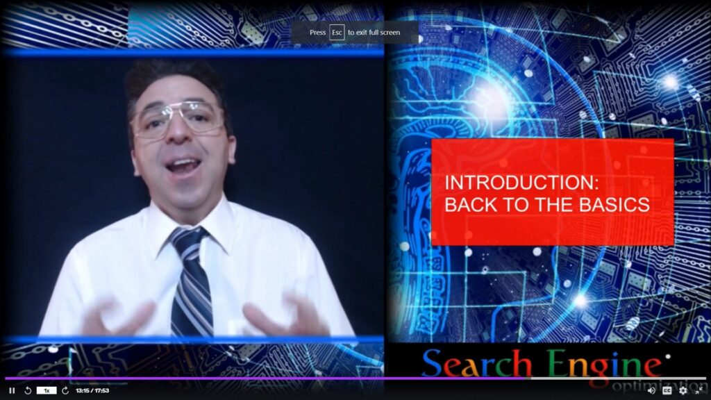 Best introductory SEO course video, Manos on the screen talking about the basics of SEO