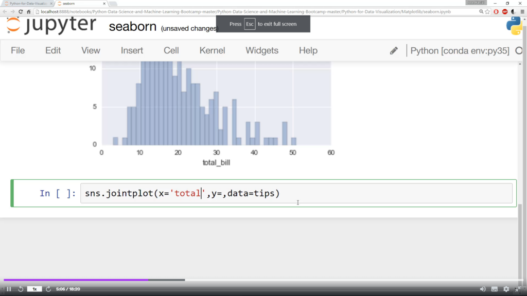 jupyter notebooks session using matplotlib